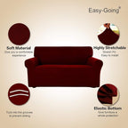 Easy-Going Stretch Loveseat Couch Covers Washable Wine | 1-Piece Loveseat Covers - Image 3