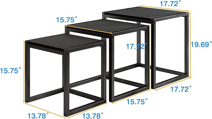 Nesting Table Set of 3 Side Tables, Modern Coffee Table Stacking End Table - Image 3