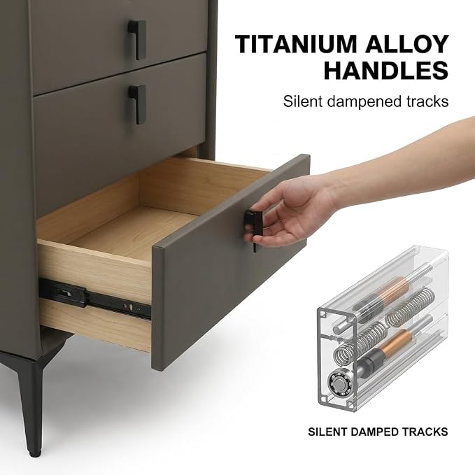 Smart Nightstand with 3 Drawers, Tri-Color Lights, Wireless Charging Port and - Image 6