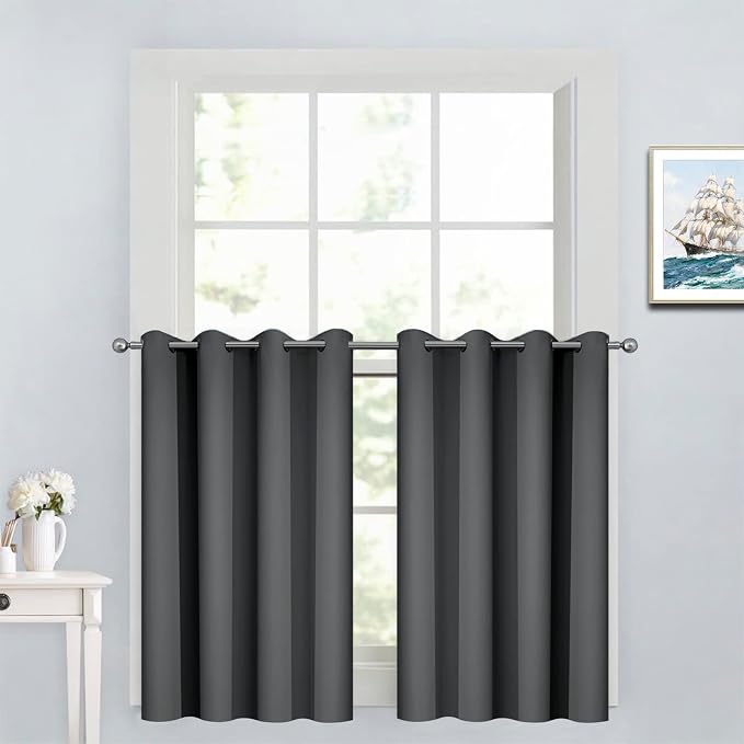 Yakamok Dark Grey Room Darkening Window Curtains 52x36 Inch by Yakamok