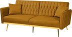 70” Velvet Futon Sofa Bed with 2 Pillows and Adjustable Armrests, Convertible - Image 8