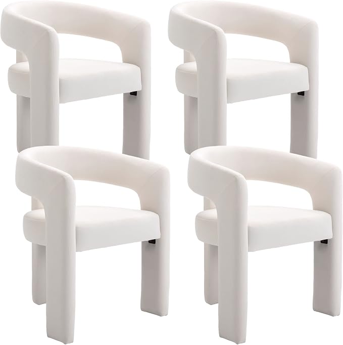 BESTANO Set of 4 Modern Velvet Fabric Upholstered Dining Chairs by BESTANO