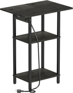 Asgolion Tall End Table with Charging Station, Skinny Nightstand with USB Ports by Asgolion