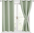 Short Blackout Curtains for Bedroom, Seafoam Green, 42 x 45 Inch | Thermal by Hiasan