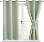 Short Blackout Curtains for Bedroom, Seafoam Green, 42 x 45 Inch | Thermal by Hiasan