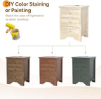 Bonnlo Unfinished Rubber Wood Night Stand Set 2 - Image 4
