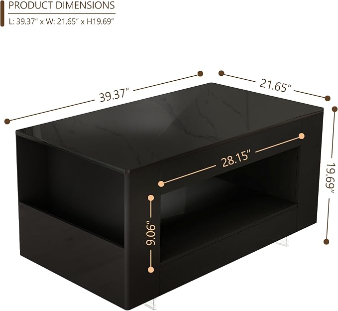 39" High Gloss Wood Coffee Table - Image 2