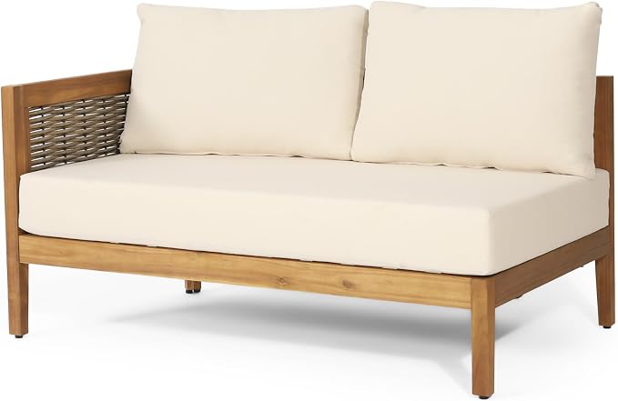 Merax 4 Piece Rattan Sofa Paito Conversation Set, All-Weather Acacia Wood - Image 3