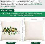 RABUSOFA St.Patricks Day Pillow Covers 18x18 Inch, Birds Shamrock Decorations - Image 7