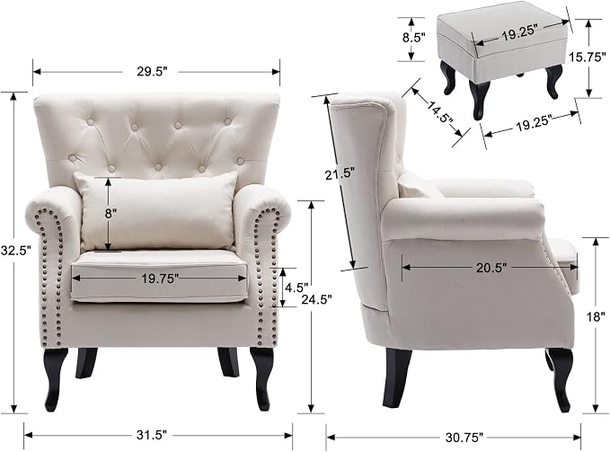 Set of 2 Mid-Century Modern Accent Chair - Image 3