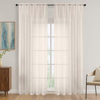 Cream Bedroom Curtains 2 Panel Sets 90 Inch Length, 59 Inch Extra Wide Light by OVZME