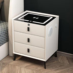 Smart Nightstand with Wireless Charging & Fingerprint Lock, 3-Drawer Bluetooth by Hanmorfarbi
