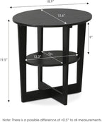 Furinno JAYA Side Table Set of 2, 2-Tier Round Modern End Table - Image 3