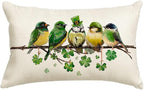 RABUSOFA St.Patricks Day Pillow Covers 12x20 Inch, Birds Shamrock St Patricks by RABUSOFA