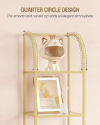 Hzuaneri Bookcase Bookshelf, Tempered Glass Arched Bookshelf - Image 5