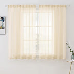 MIULEE Cream Beige Sheer Curtains 54 X 45 Inches, 2 Panels | Solid Color by MIULEE