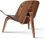 Modern Shell Lounge Accent Chairs, Faux Genuine Leather Mid Century Armless - Image 9