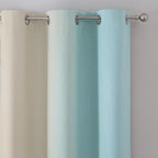 Aqua and Beige Ombre Blackout Curtains - Image 4