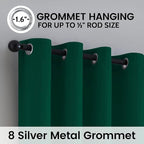 SimpleHome Dark Green 100% Blackout Curtains Room Darkening Living Room 54 | - Image 6