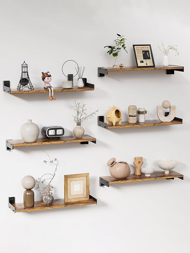 Floating Shelves for Wall, Shelves for Decor Storage Set of 6, Wall Mounted by FNBAR