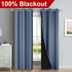 NICETOWN 100% Blackout Curtains Thermal, Stone Blue, 1 Pair, W37 x L80 - Image 2