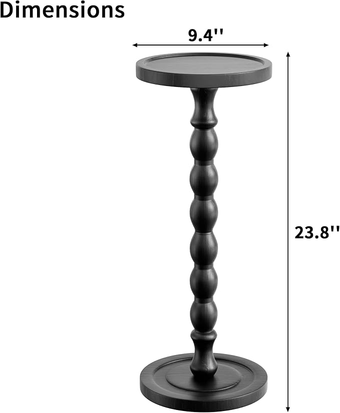 Rubber Wood‌ Small Side Table, Solid Wood‌ Round End Tables - Image 3