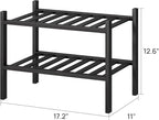 viewcare Black Small Shoe Rack for Entryway, 2-Tier Bamboo Shoe Organizer for - Image 3