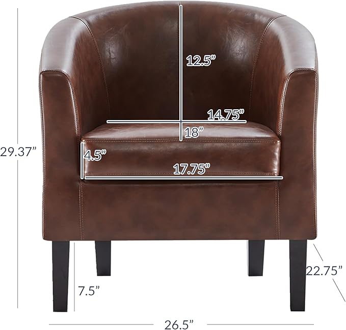 BELLEZE Accent Barrel Chair, Club Tub Sofa Corner Chair - Image 2