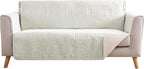 Stay in Place Ivory White Quilted Loveseat Couch Cover by Pamhaven