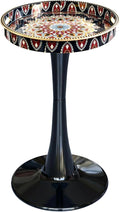 Gesodant Boho Chic Round Side Table, Stable Hourglass Pedestal Base, Unique by Gesodant+
