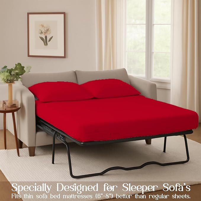 Sleeper Sofa Bed Sheet, 100% Cotton 400 Thread Count, 4 Piece Set, Deep Pocket - Image 3