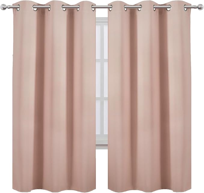 Blush Thermal Blackout Curtains/42 x 72 Inch/Set of 2 Panels Room Darkening - Image 2