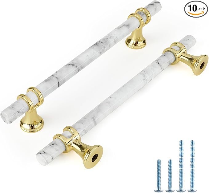Rergy Cabinet Handles Marble Drawer Pulls and Knobs, T-Bar Hardware by Rergy