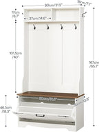 HOOBRO Hall Tree with Bench, Entryway Bench with Coat Rack and Shoe Cabinet - Image 3