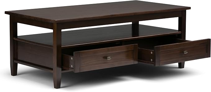 SIMPLIHOME Warm Shaker Solid Wood Transitional-Style 48-inch Wide Coffee Table - Image 2