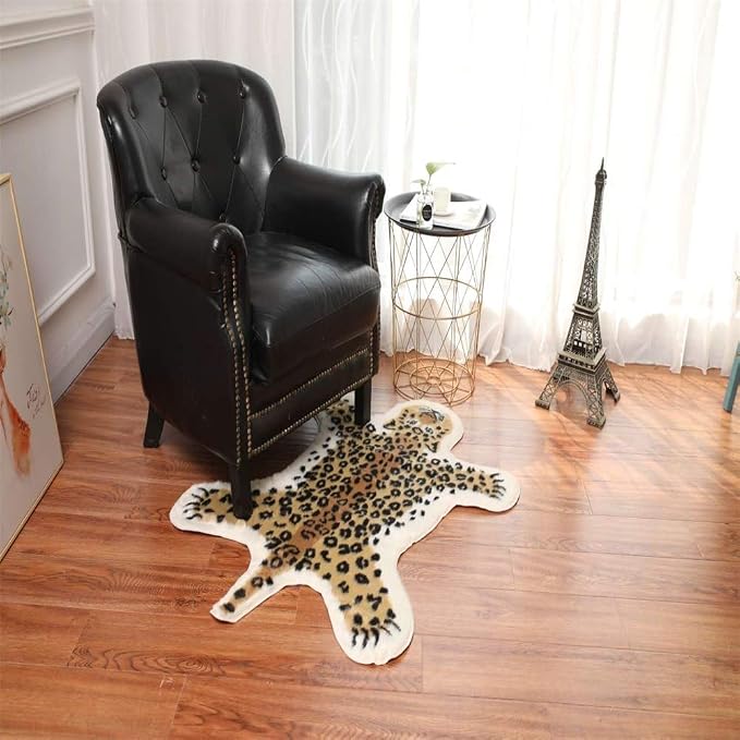 Leopard Print Rug Faux Fur Cowhide Skin Rug Animal Printed Area Rug Carpet - Image 4