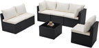 DUMOS 7 Piece Outdoor Patio Sectional Sofa, Modular Wicker Furniture Set - Image 9