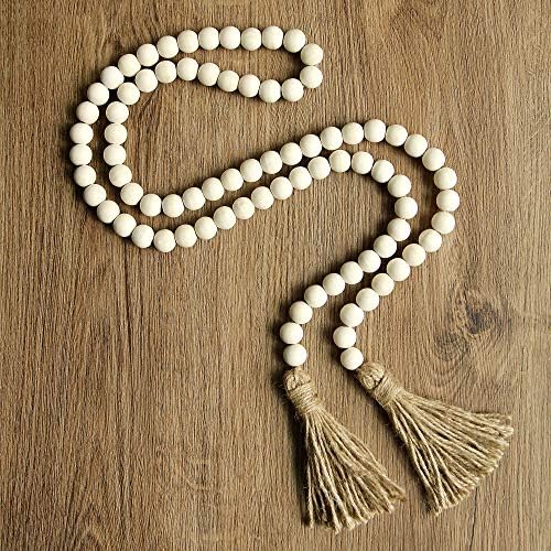 RAMIRABI 58in Wood Bead Garland, Farmhouse Rustic Country Decor, Nature - Image 3