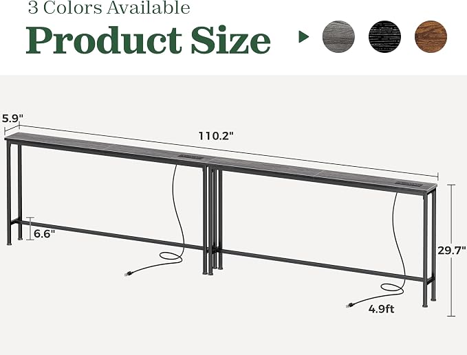 SUPERJARE 110.2 Inch Sofa Table - Image 3