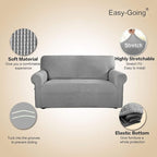 Easy-Going Stretch Loveseat Couch Covers Washable Light Gray | 1-Piece Loveseat - Image 3