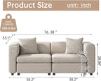 Guyii Modern 76.38" Long Oversized 2-Seat Velvet Convertible Loveseat Sofa - Image 2