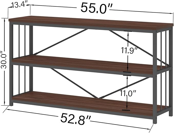 LVB Wood Console Entryway Table, Metal Wooden 3 Tier Sofa Table - Image 2