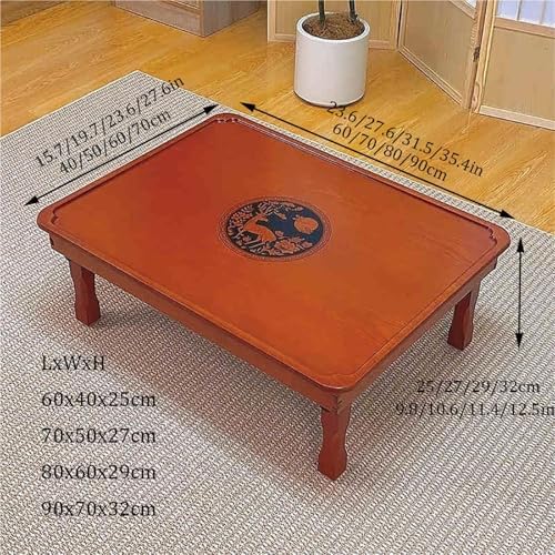 Korean Folding Table, Hand-Painted Low Wooden Dining/Tea Table, Versatile Bay - Image 2