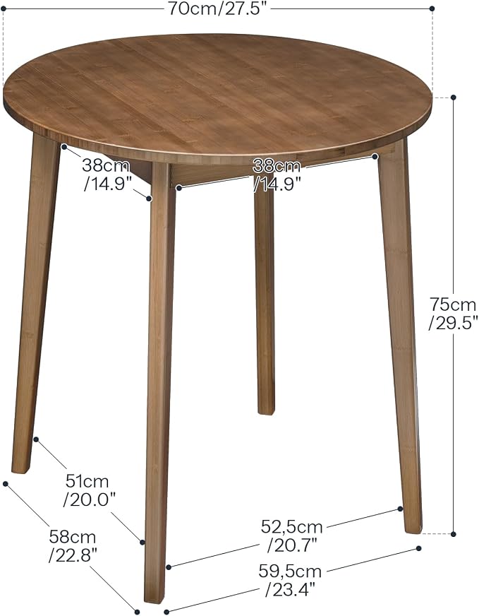 HOOBRO Bamboo Dining Table, Round Dining Table - Image 2