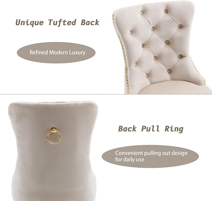 KCC Velvet Dining Chairs Set of 4, Upholstered High-end Tufted Dining Chair - Image 6
