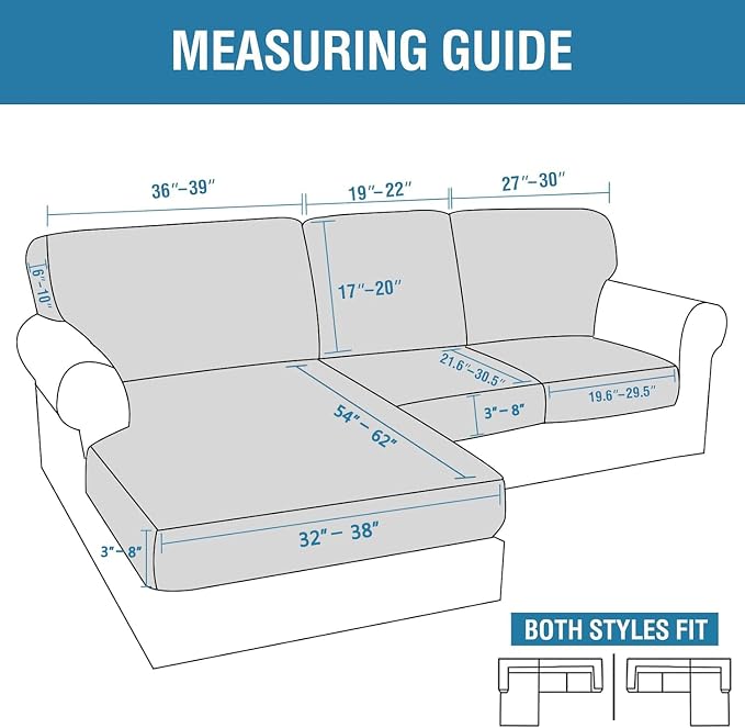 H.VERSAILTEX Sectional Couch Covers 6 Pieces Stretch Sofa Covers - Image 3