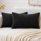 MIULEE Decorative Lumbar Throw Pillow Covers 12x20 Inch Black 2 Pack | by MIULEE