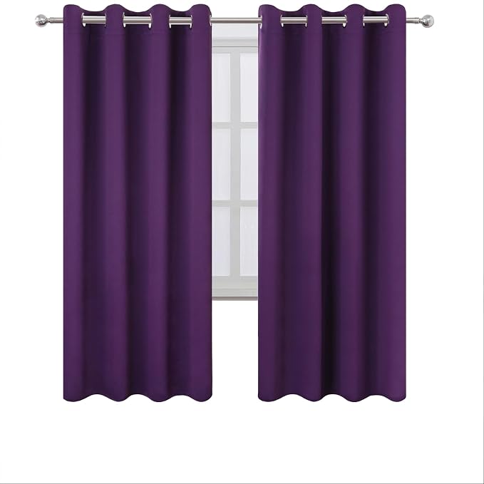 Blackout Curtains 66 x 72 Inch Long Purple Curtains Set of 2 Panels Room - Image 2