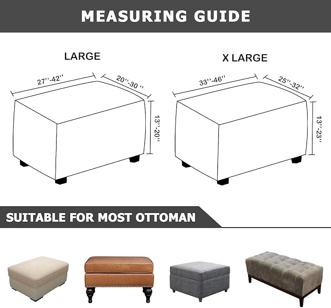 Ottoman Cover, Stretch Rectangle Velvet Ottoman Slipcovers of Foot Stool - Image 6