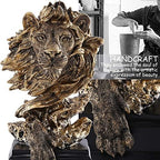 H&W Sandstone Lion Statue, The King of Beast, Collectible Figurines, Golden - Image 3